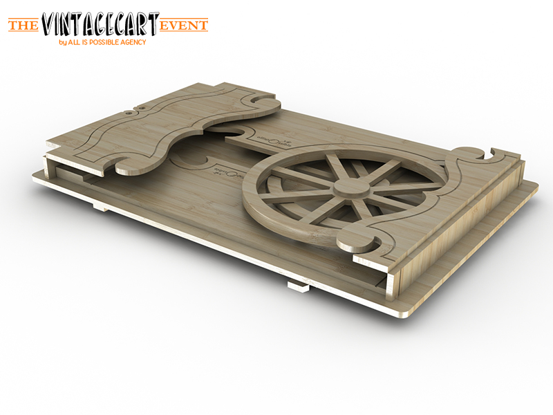 3D images vintage collapsible cart