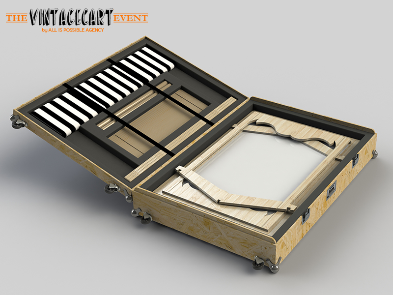 3D images vintage collapsible cart